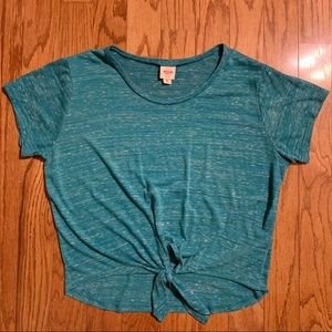 Teal Front Tie Top